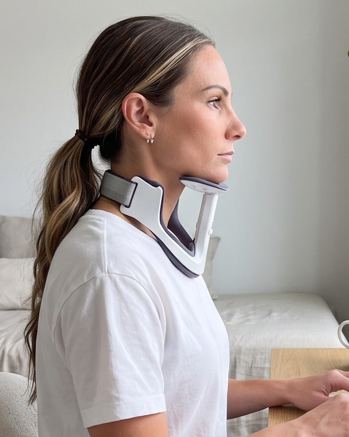 With NAPE: the same person working with her head held level